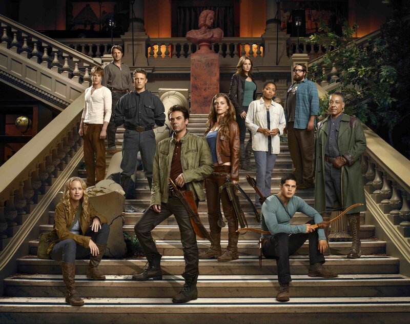 Group of People on Stairs — Brown, Dramatic, Night