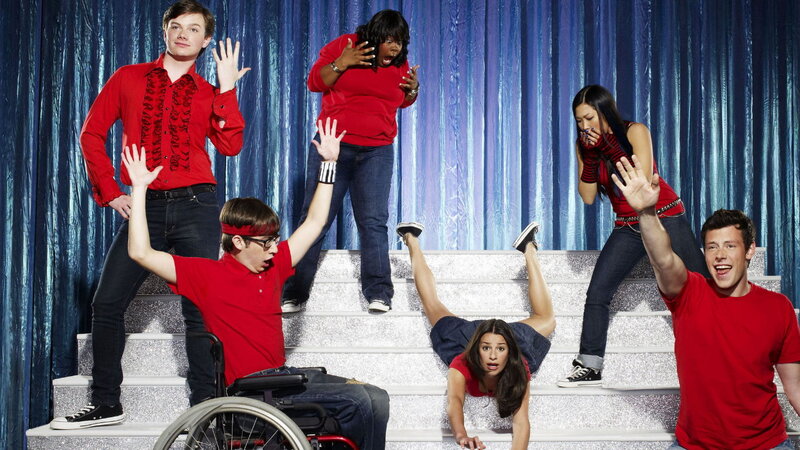 Group of People on Stairs — Red