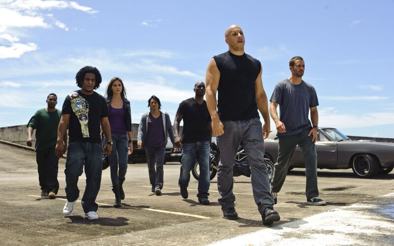 Group of People Walking — Blue, Dramatic