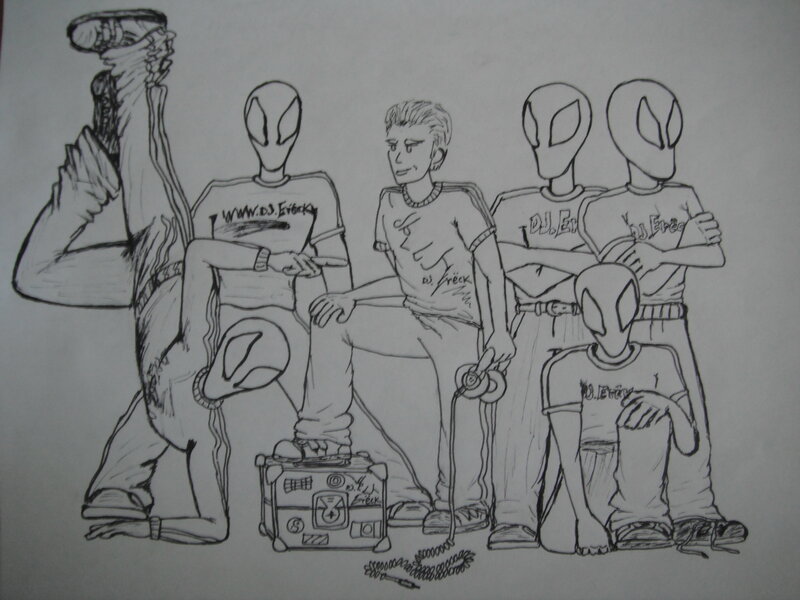 Group of People with Alien Heads