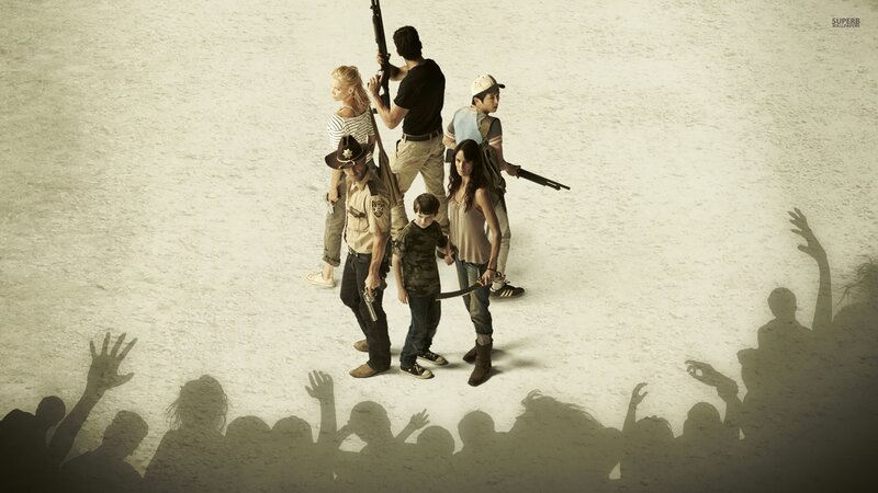 Group of People with Weapons — Brown, Dramatic, Photograph