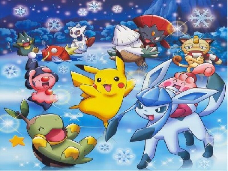 Group of Pokémon Characters — Blue, Festive