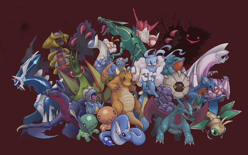 Group of Pokémon Characters — Red, Dramatic