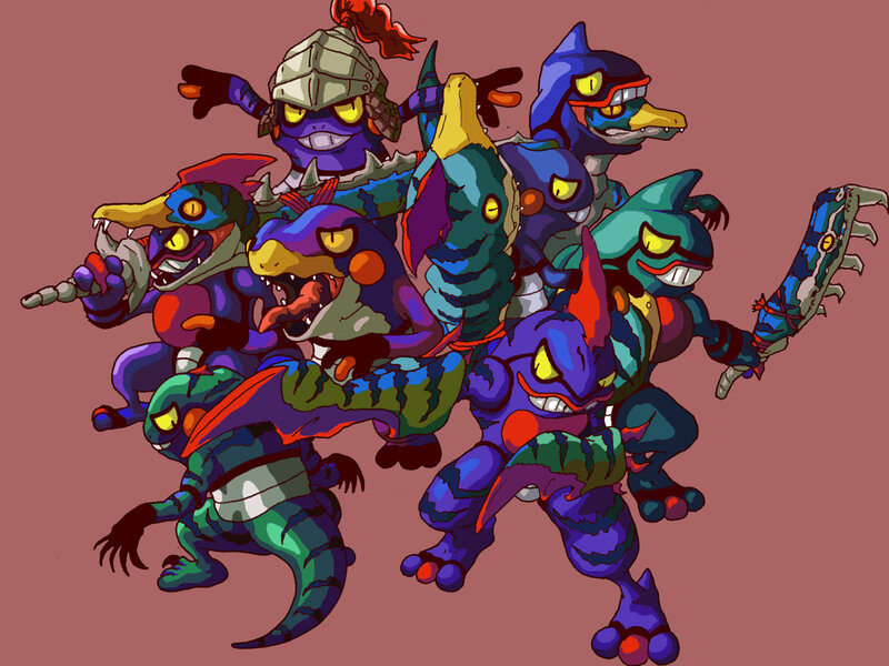 group of reptilian creatures
