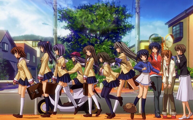Group of Schoolgirls Walking — Blue