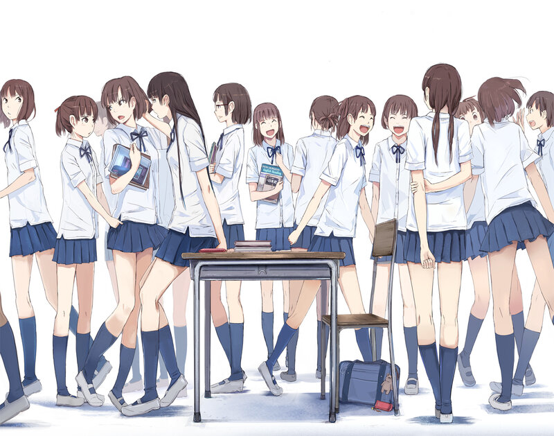 Group of Schoolgirls — White