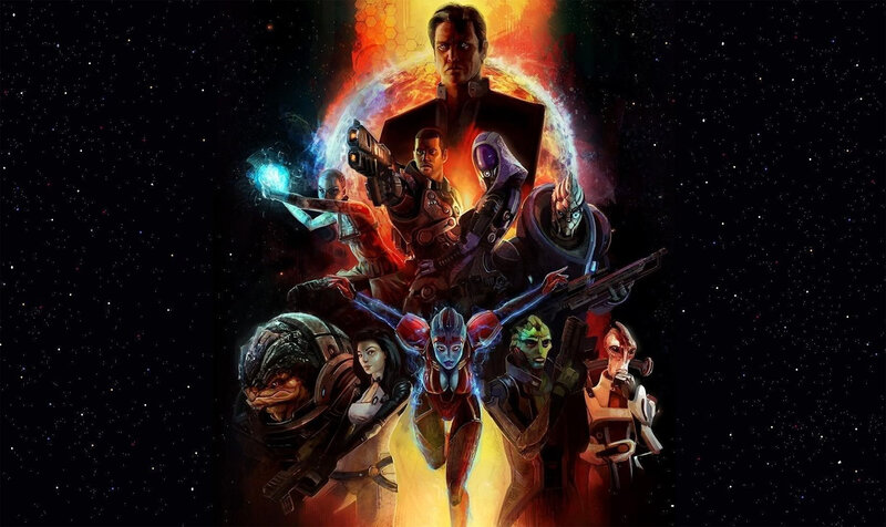 Group of Sci-fi Characters — Black, Dramatic, Night, Digital Art