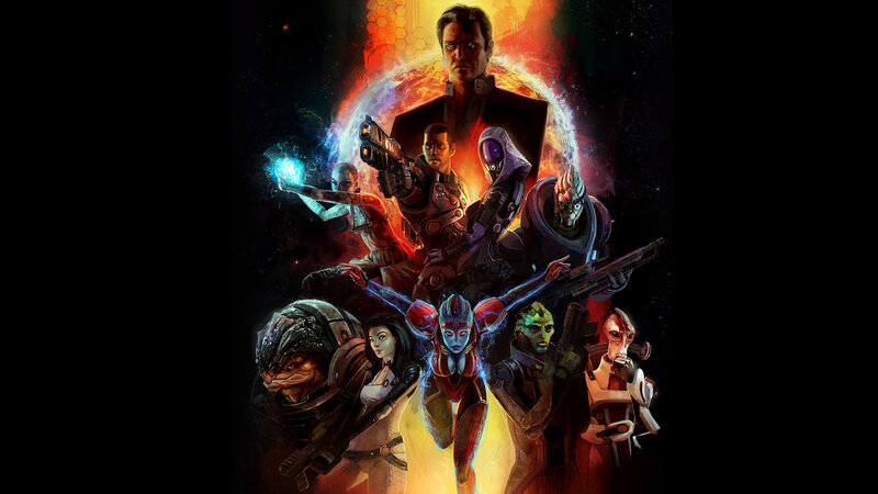 Group of Sci-fi Characters — Black, Dramatic, Night