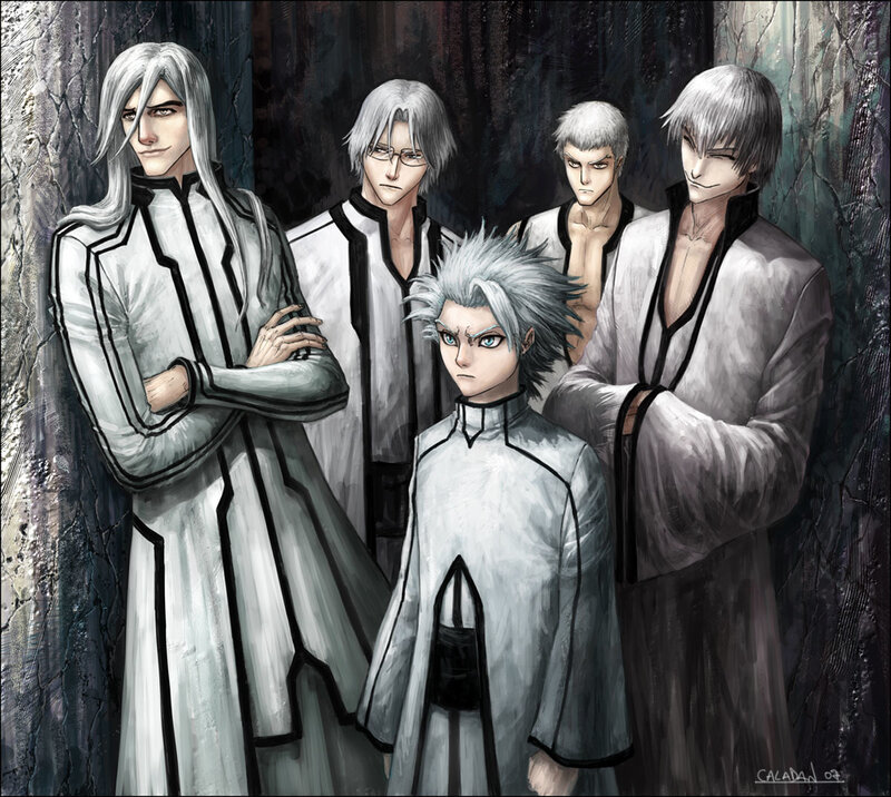 group of silver-haired characters