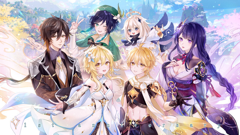 Group of Six Characters — Purple
