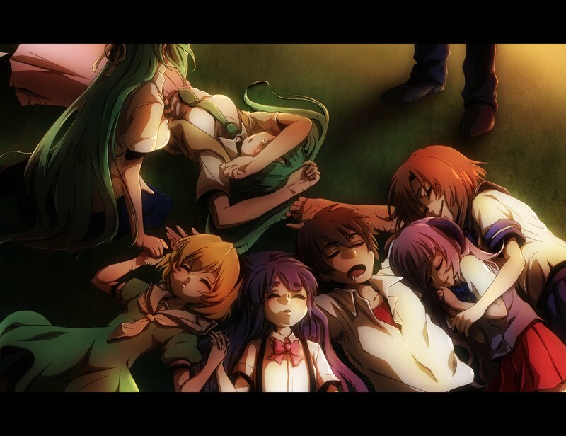 Group of Sleeping Anime Characters