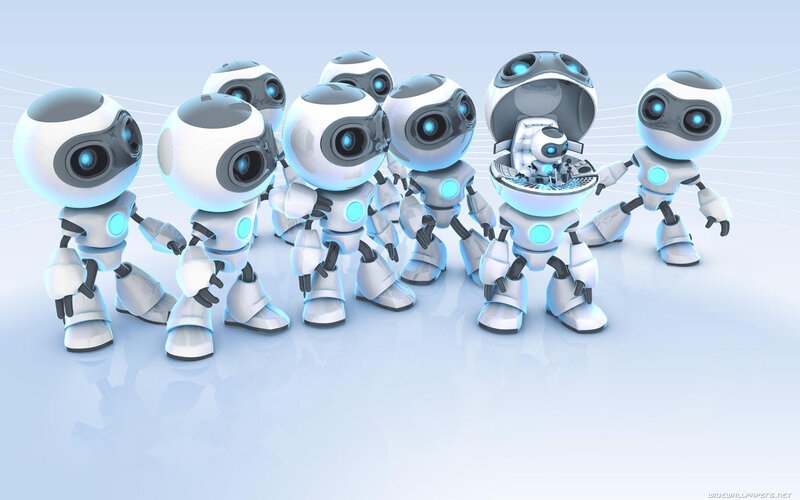 Group of Small Robots — White, Futuristic