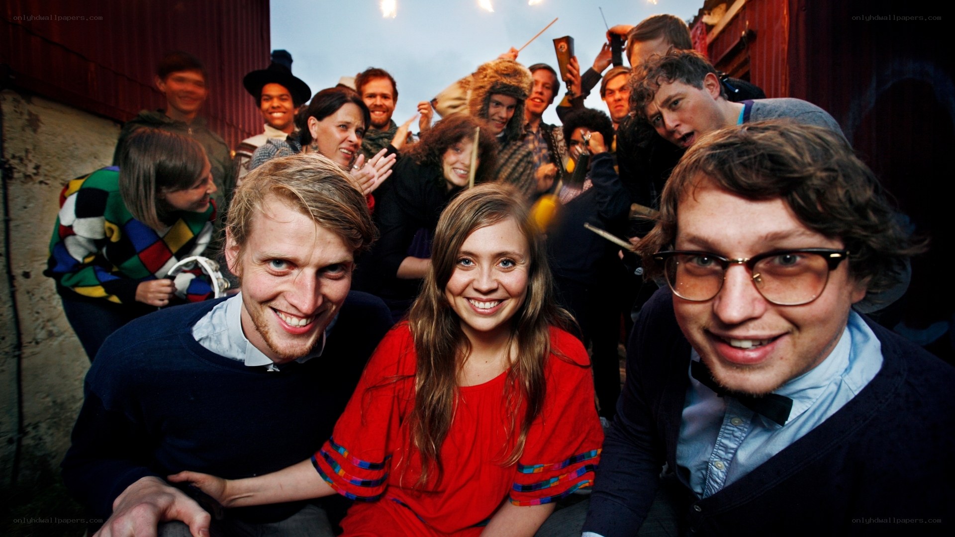 Group of smiling people at event