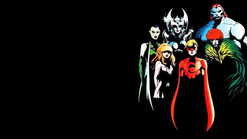 Group of Superheroes — Black, Dramatic, Comic, Comic Book Art, Black Background