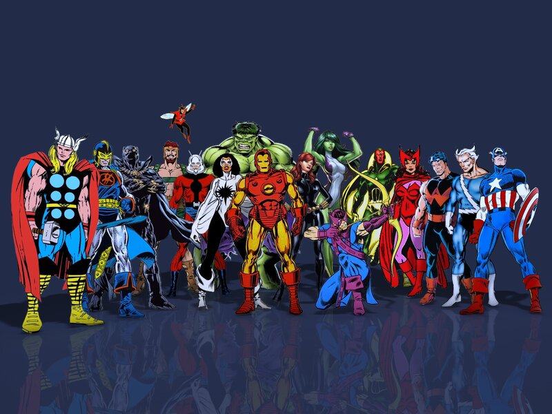 Group of Superheroes — Blue, Dramatic, Comic
