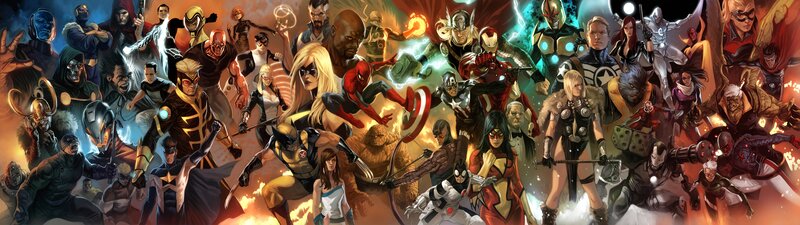 Group of Superheroes — Red, Dramatic, Comic, Comic Book Art, Action Scene, Costumes