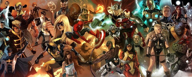 Group of Superheroes — Red, Dramatic, Comic, Comic Book Art