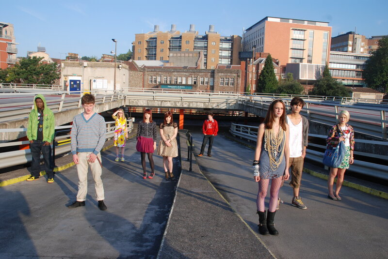 Group of teens on a bridge