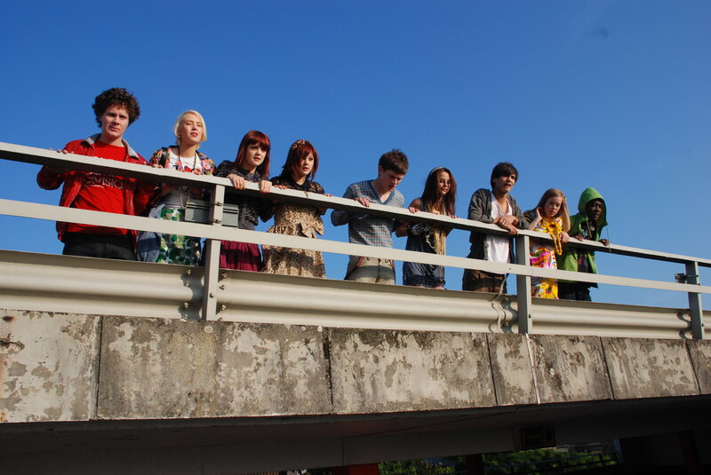 Group of teens on a bridge
