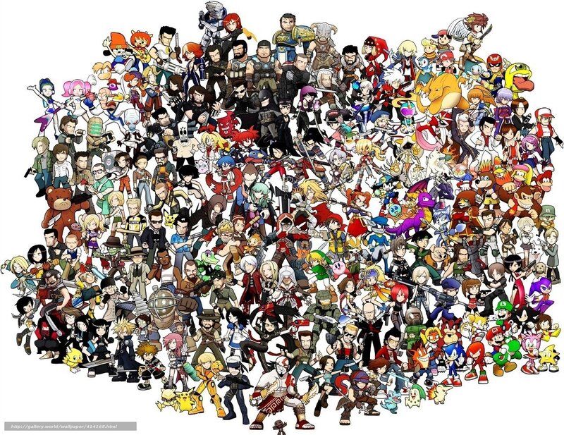 Group of Video Game Characters — White, Chaotic