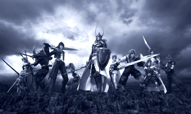 Group of Warriors on Cliff — Gray