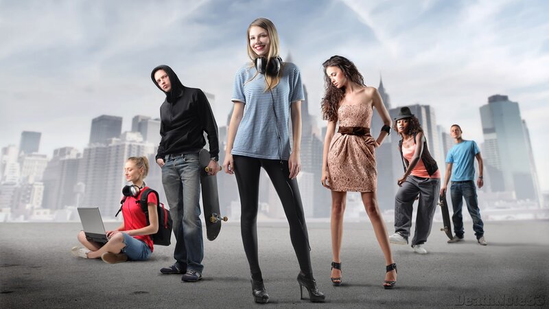 Group of Young Adults — Gray