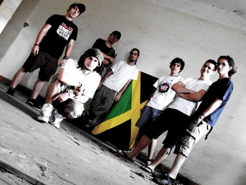 group of young men with flag