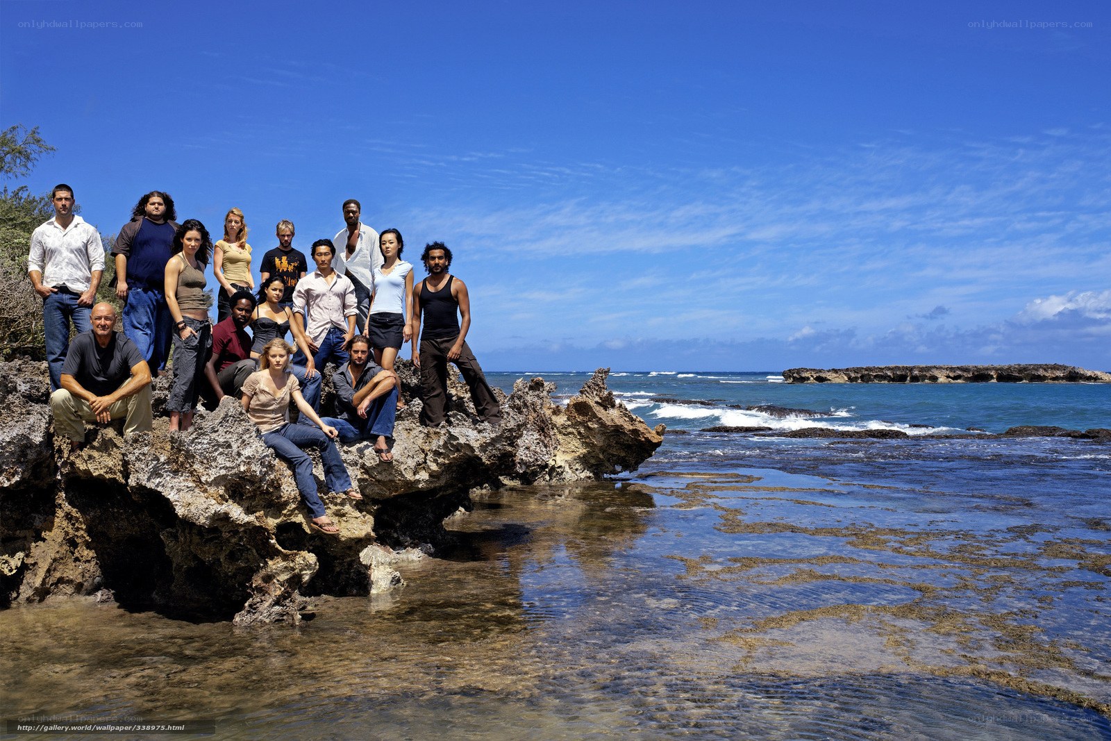 Group on rocky beach