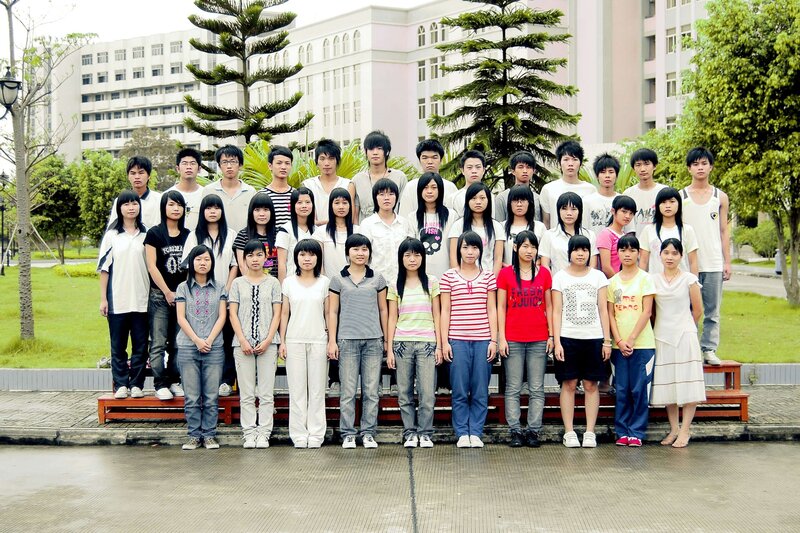 Group photo of students on campus