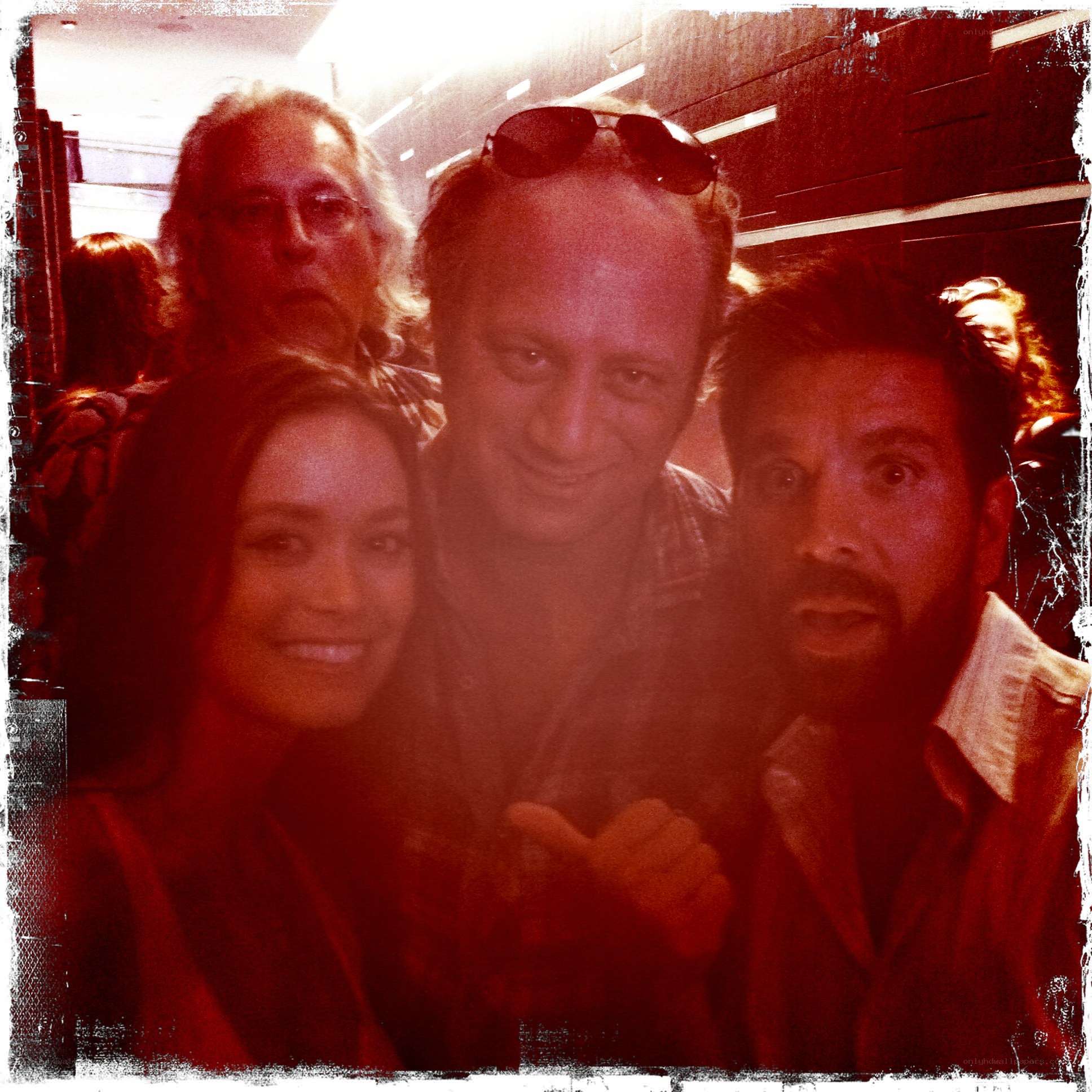 group photo with red filter