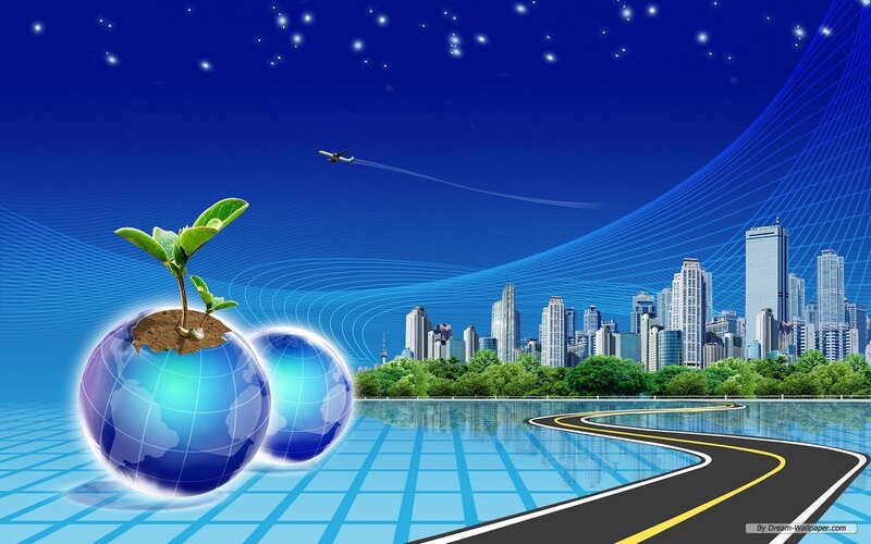 Growing Plant on Globe — Blue