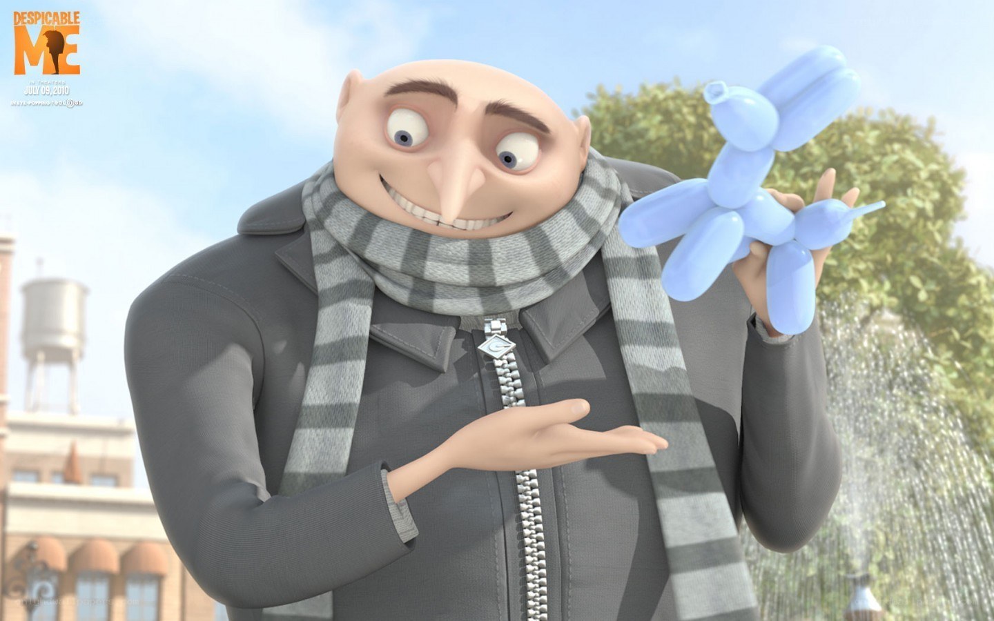 Gru holding a balloon dog