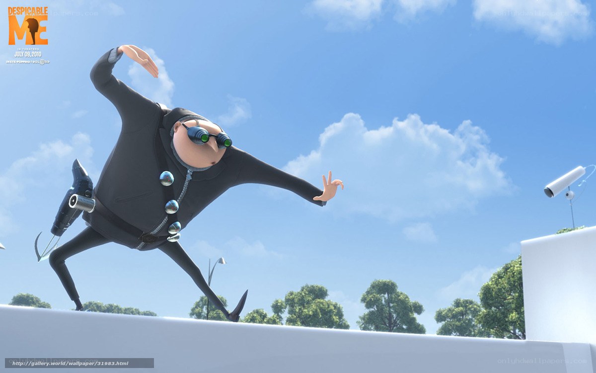 Gru in action on a rooftop