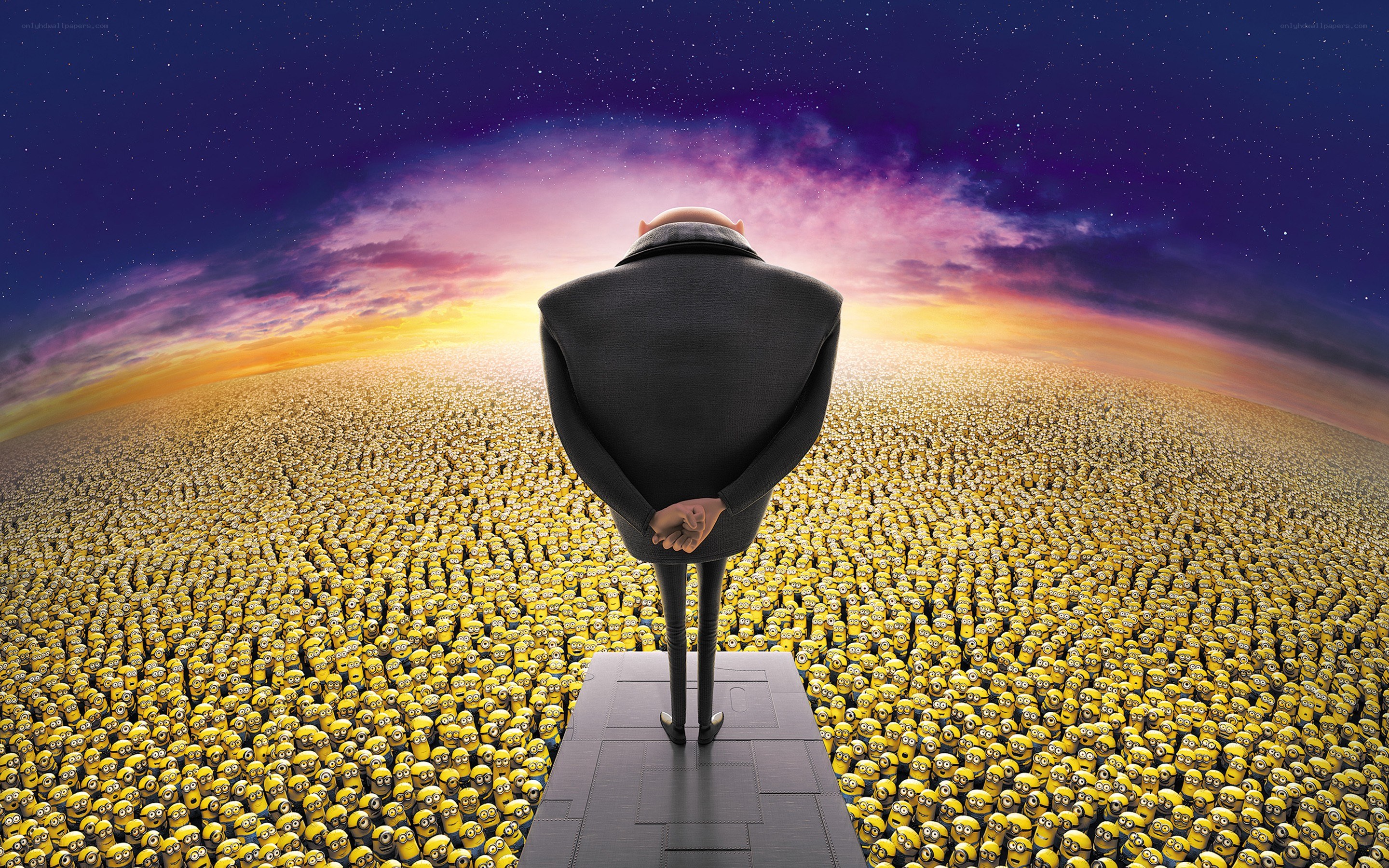 Gru stands before minions
