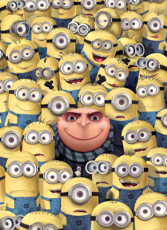 Gru Surrounded by Minions — Yellow, Playful