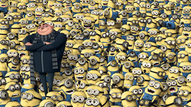 Gru Surrounded by Minions — Yellow