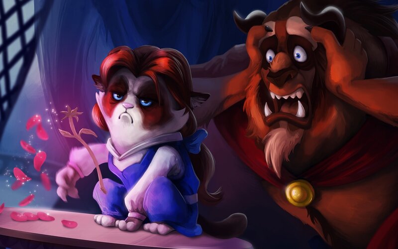 Grumpy cat as Belle