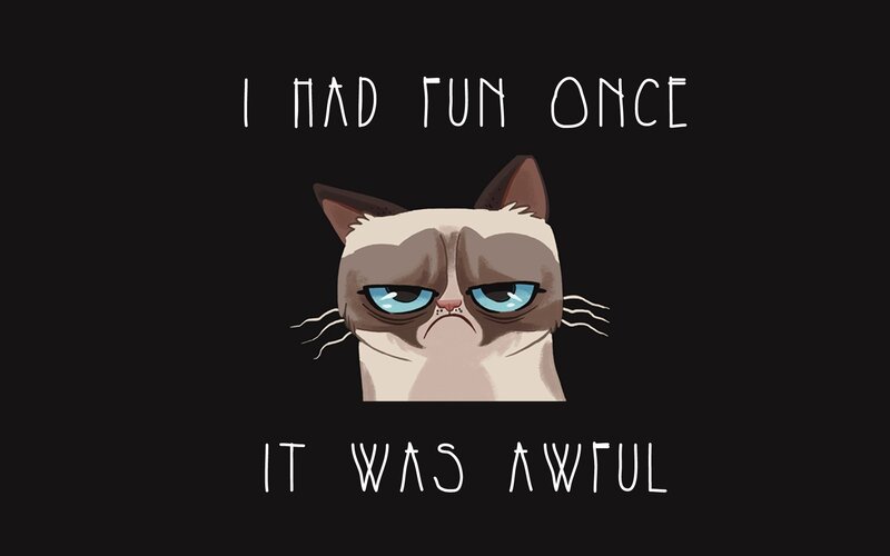 Grumpy Cat Illustration — Black, Sarcastic, Digital Art