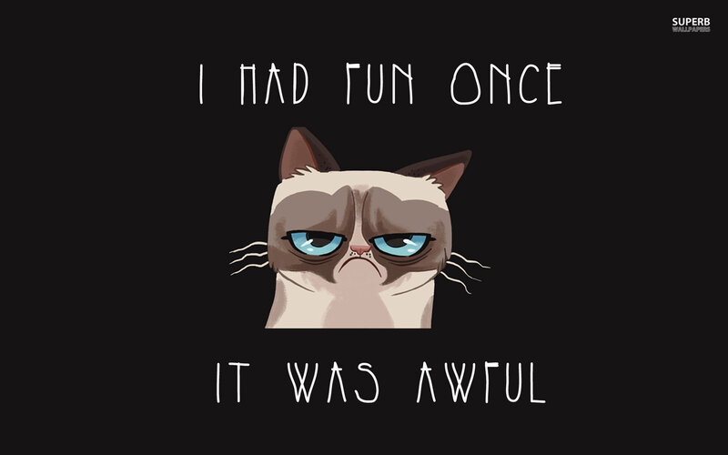 Grumpy Cat Illustration — Black, Sarcastic