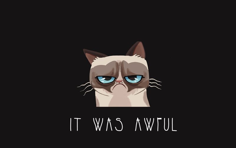 Grumpy Cat Illustration — Black, Serious, Digital Art