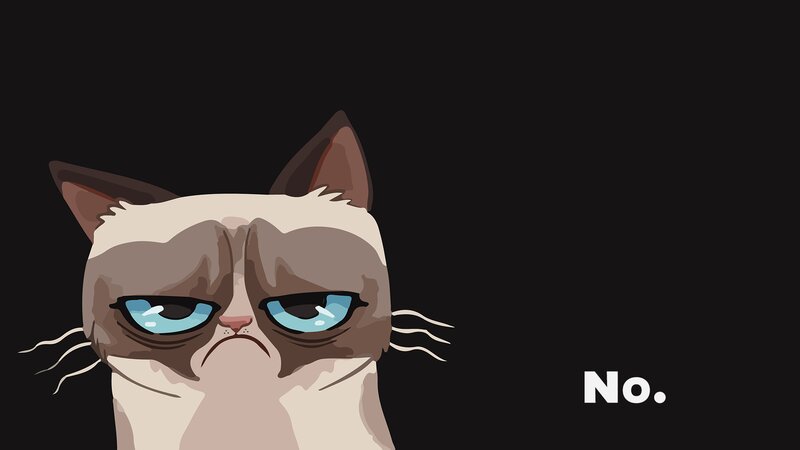 Grumpy Cat Illustration — Black, Serious
