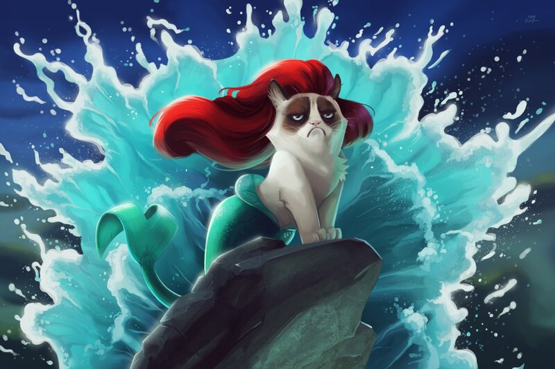 Grumpy Cat Mermaid — Blue