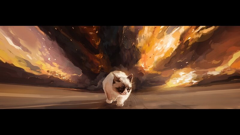 Grumpy Cat Walking