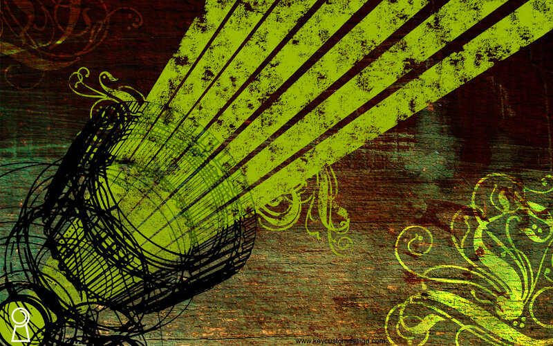 grunge abstract art with green lines