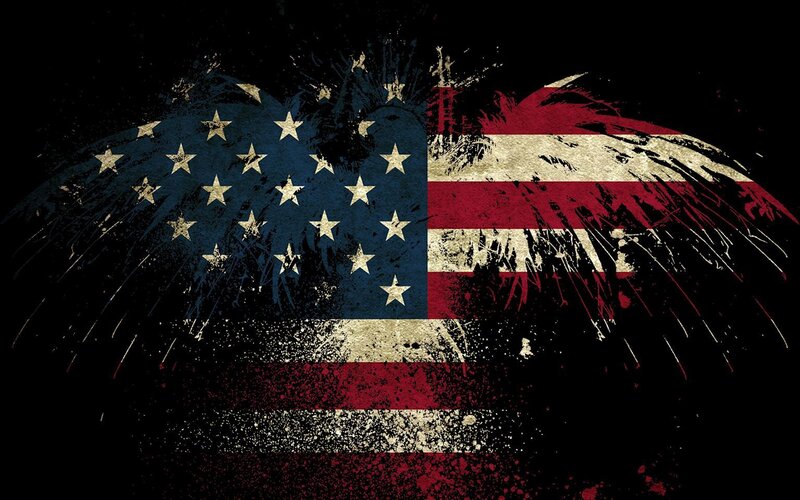 grunge american flag with wings