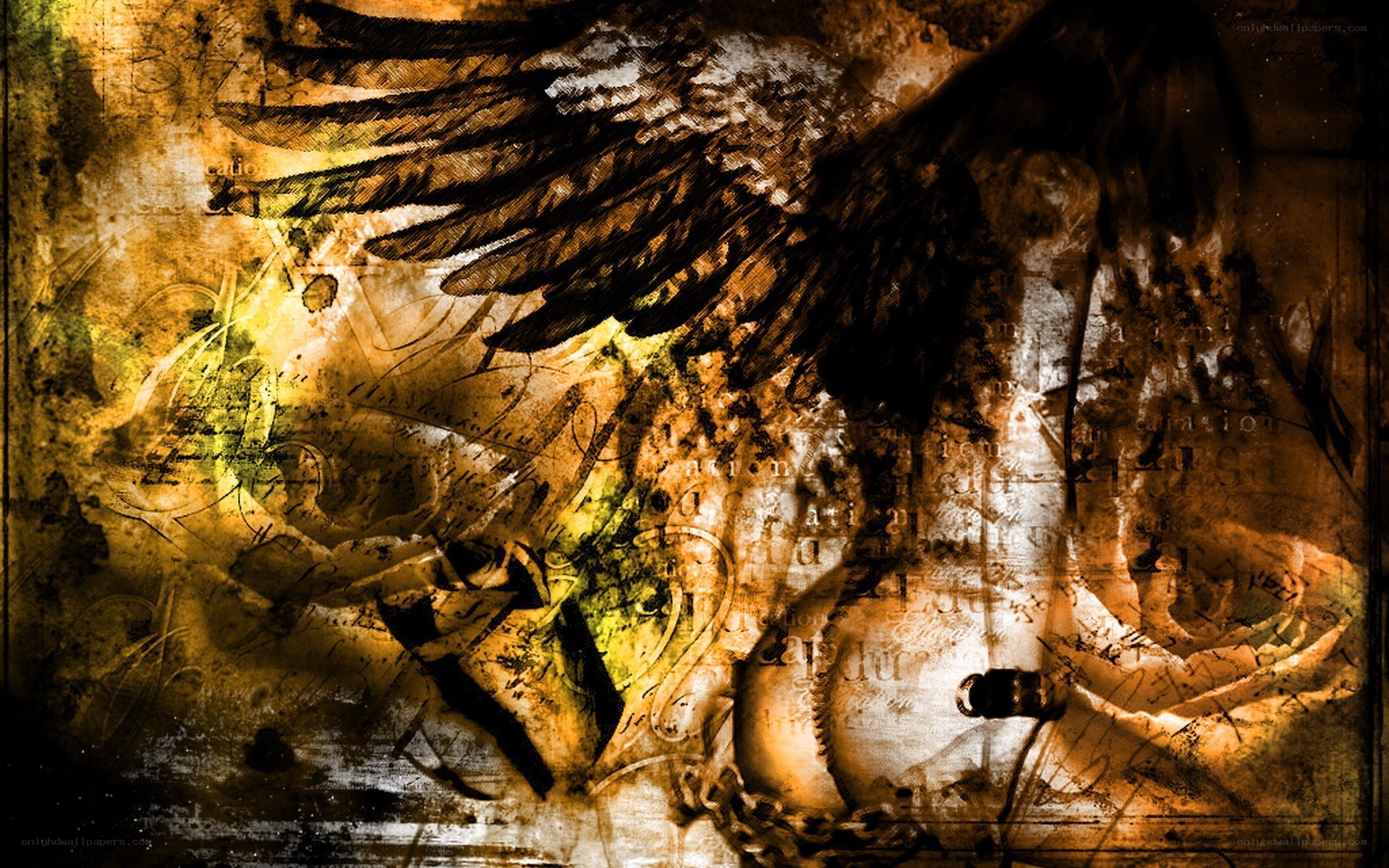 grunge angel wing art