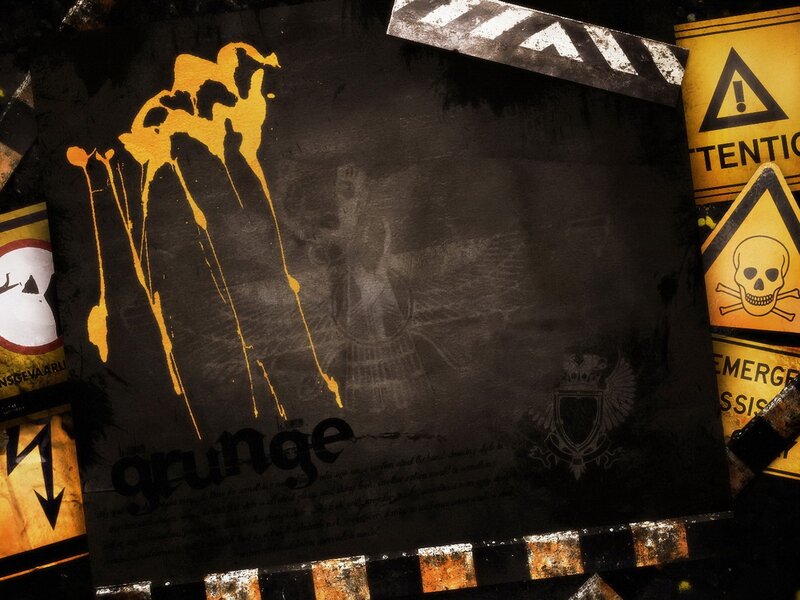 grunge art with warning signs