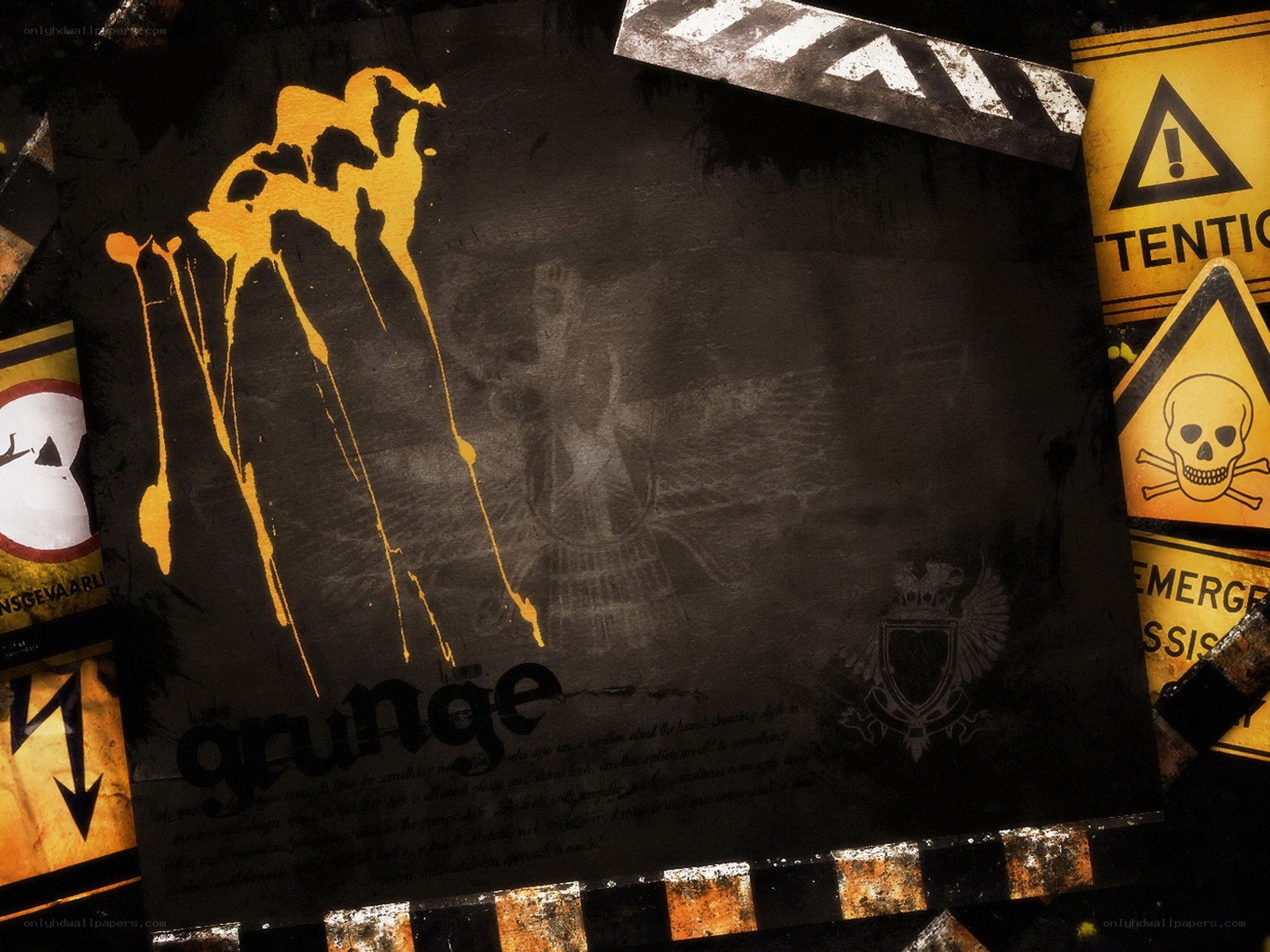 grunge art with warning signs
