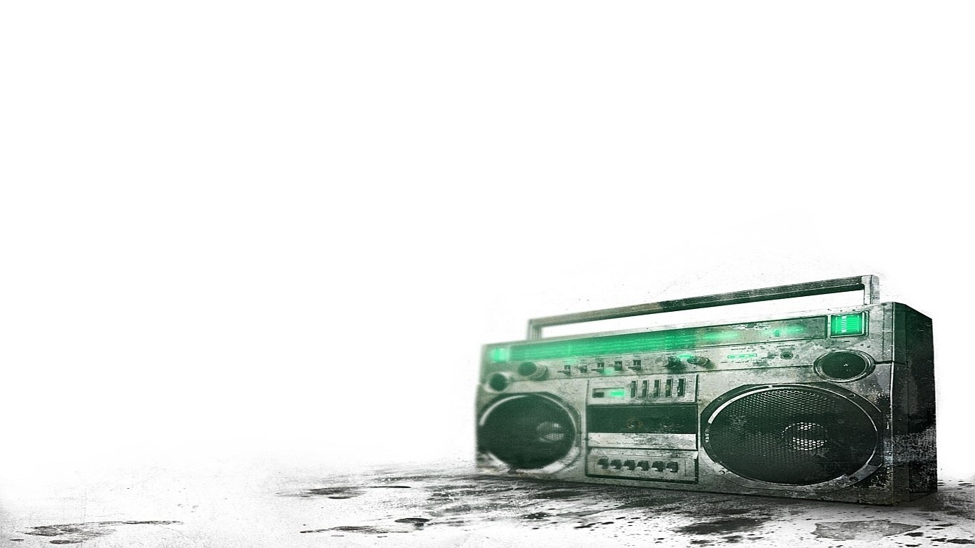 grunge boombox on white