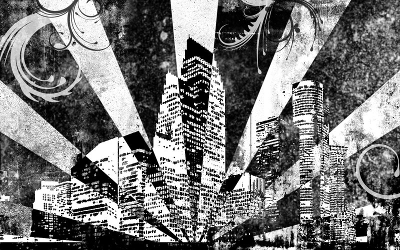 grunge city skyline art